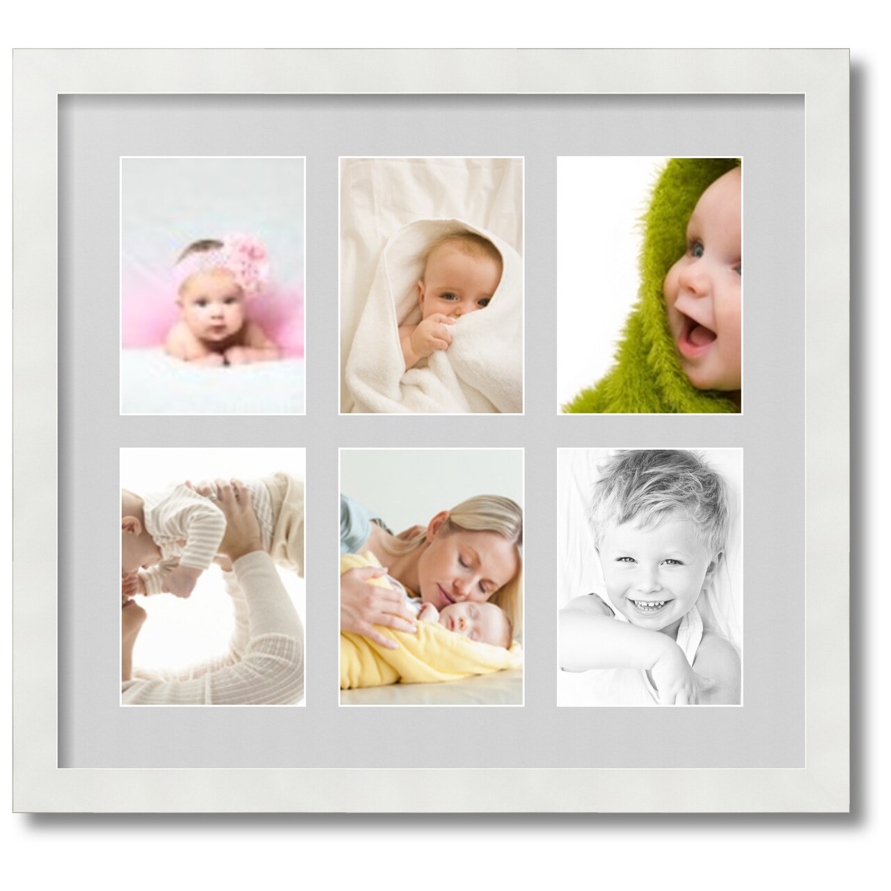 ArtToFrames Collage Photo Picture Frame with 6 - 5x7 inch Openings, Framed in White with Over 62 Mat Color Options and Plexi Glass (CSM-3966-2041)